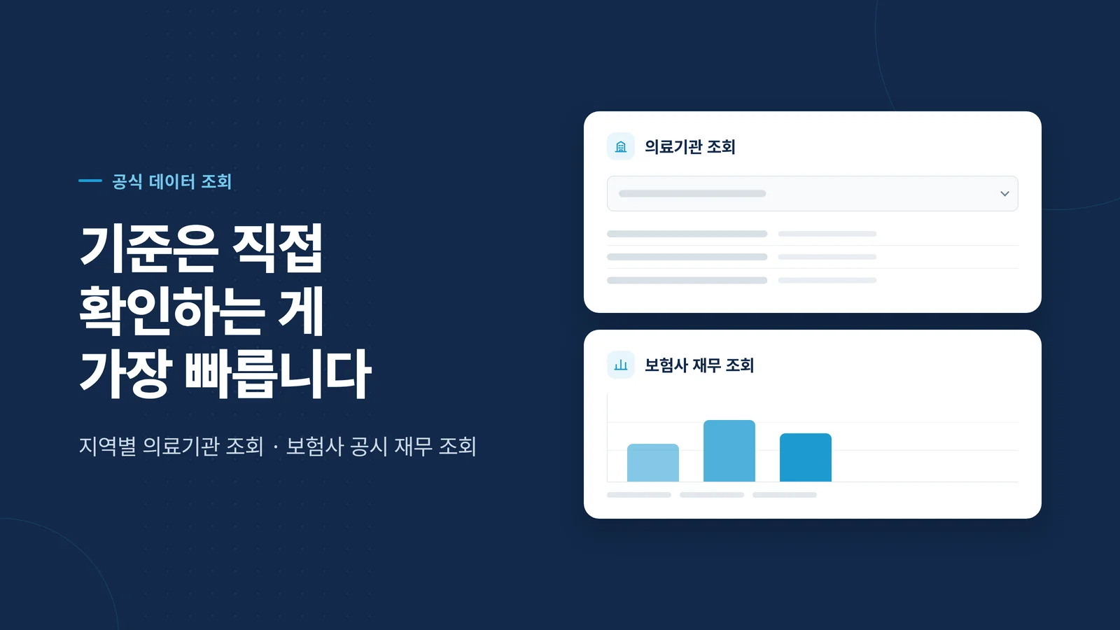 지역별 의료기관 조회와 보험사 재무 조회 기능 안내